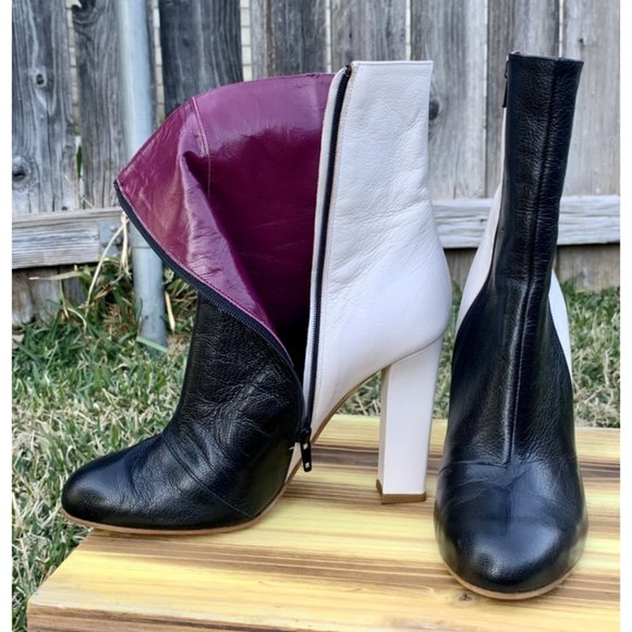 M Missoni Leather Two-Tone High Heel Mid Boot - Picture 9 of 13